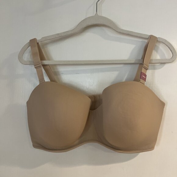 Lane Bryant Cacique Smooth Boost Strapless Multi-way Boned Beige Bra 40DDD NEW - Picture 1 of 5
